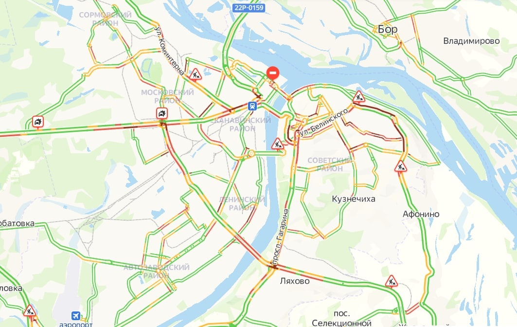 Девятибалльные пробки сковали Нижний Новгород вечером 3 ноября