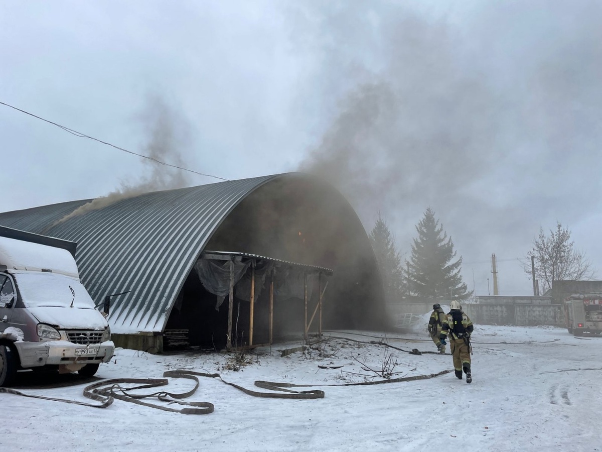 Крупный пожар произошел в ангаре в Дзержинске - фото 1